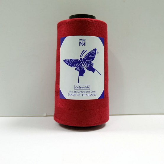 ด้ายเย็บสปัน 40/2 4" 3500 เมตร สีแดง ตราผีเสื้อ