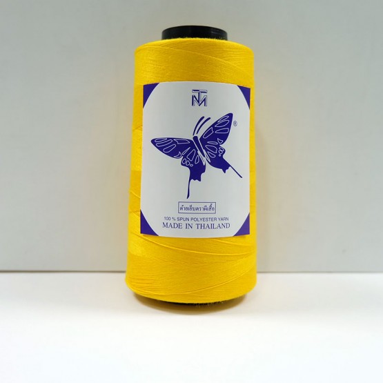 ด้ายเย็บสปัน 40/2 4" 3500 เมตร สีเหลือง ตราผีเสื้อ