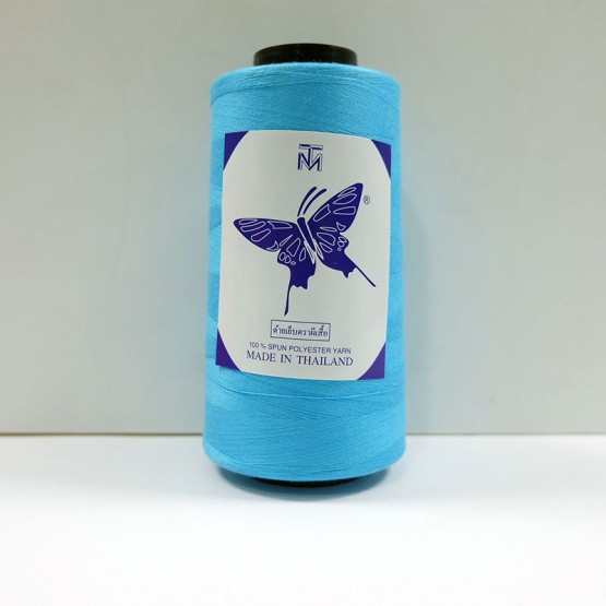 ด้ายเย็บสปัน 40/2 4" 3500 เมตร สีฟ้า ตราผีเสื้อ